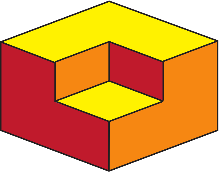 The Fichera corner, a model domain with edge and vertex singularities.